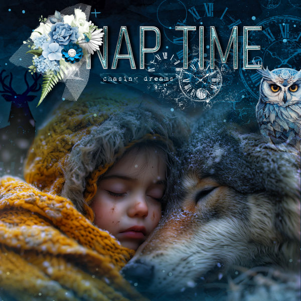 Nap Time, the child and her wolf