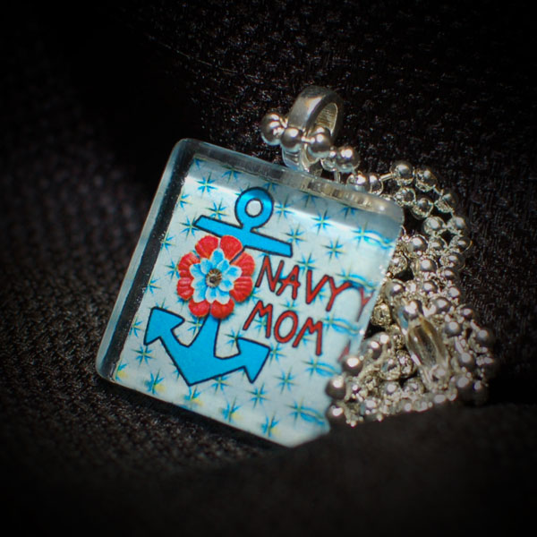navy mom necklace