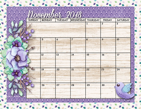 November 2018 Sum-Up Calendar