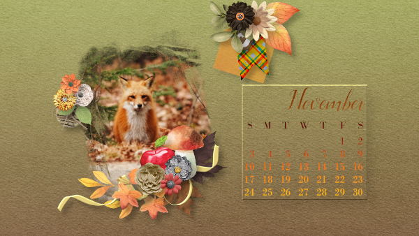 November 2019 calendar with fox picture from Unsplash