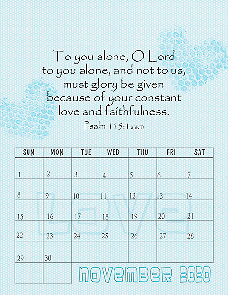 November 2020 Calendar Page