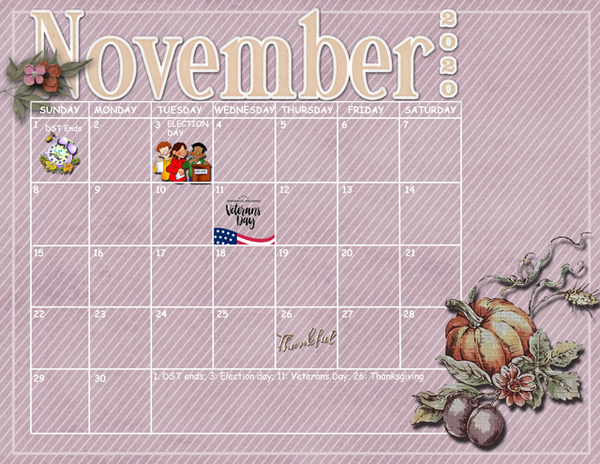 November 2020 Sum-Up Calendar