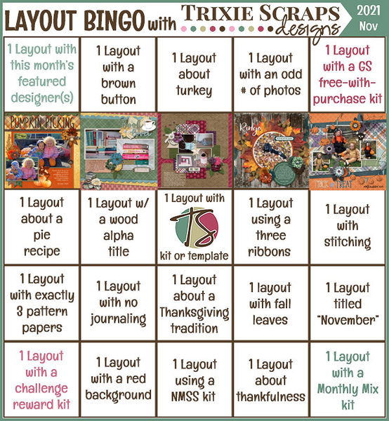 November 2021 Layout Bingo Challenge