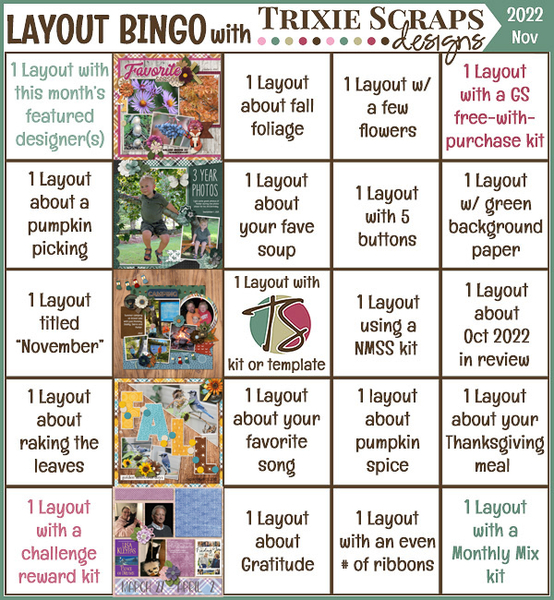 November 2022 Layout Bingo Challenge