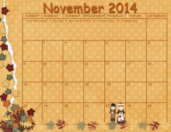 November Sum Up Calendar