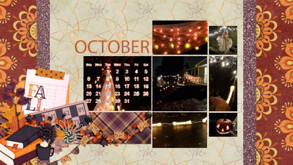October 2019 calendar with pics from Halloween last year