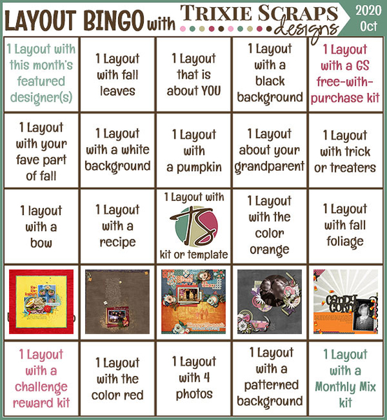 October 2020 Bingo Card