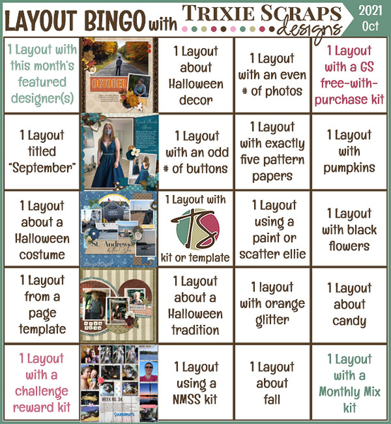 October 2021 Layout Bingo Challenge