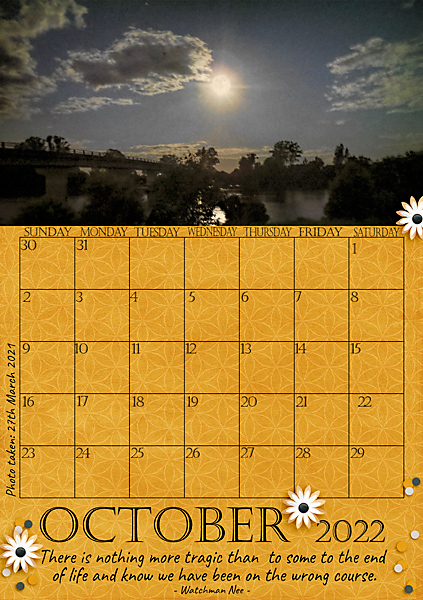 October 2022 Calendar Page
