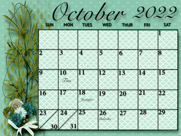 October Calendar