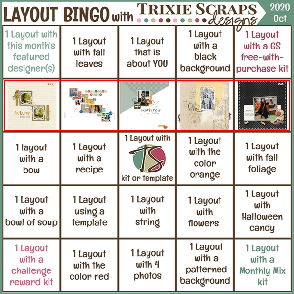 October Layout Bingo Challenge