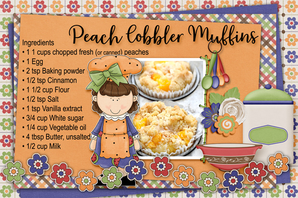 Peach Cobbler Muffins Recipe Card