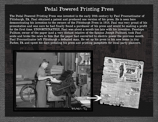 Pedal Powered Printing Press