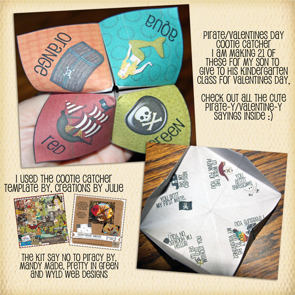 Pirate Cootie Catcher for Valentines day