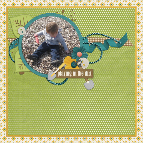 playing in the dirt [wood chips]