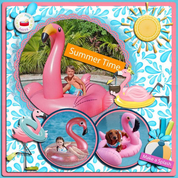Pool Time with Flamingos