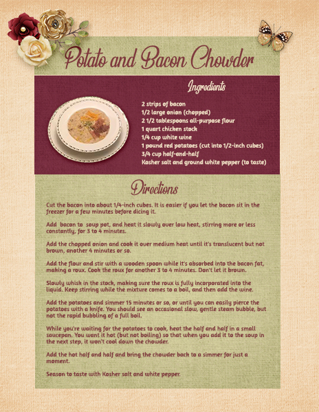Potato and Bacon Chowder Recipe