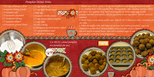 Pumpkin Donut Holes (Recipe) 2 page layout
