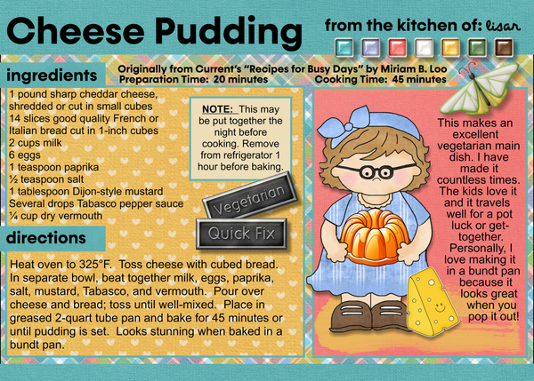 RECIPE Cheese Pudding
