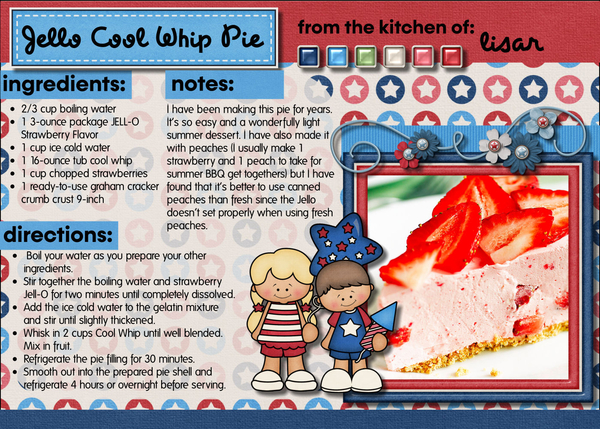 RECIPE Jello Cool Whip Pie