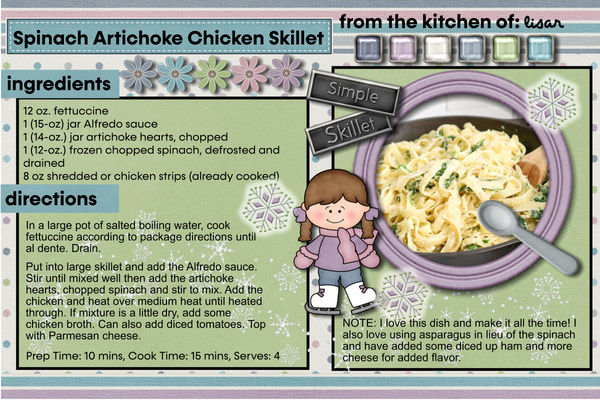 RECIPE Spinach Artichoke Chicken Skillet