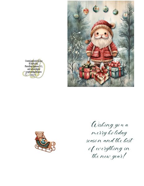 Santa Christmas greeting card--outside & inside.