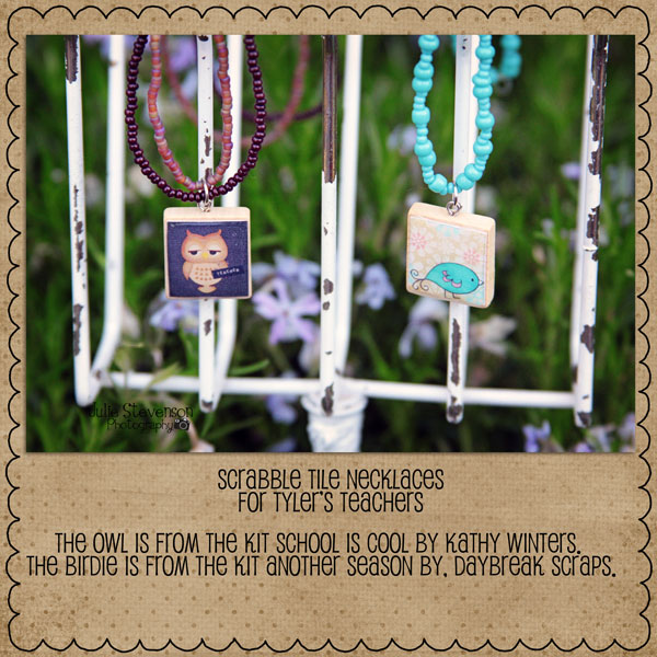 Scrabble Tile Necklaces for Tyler's Teacher