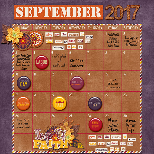 Sep 2017 Calendar