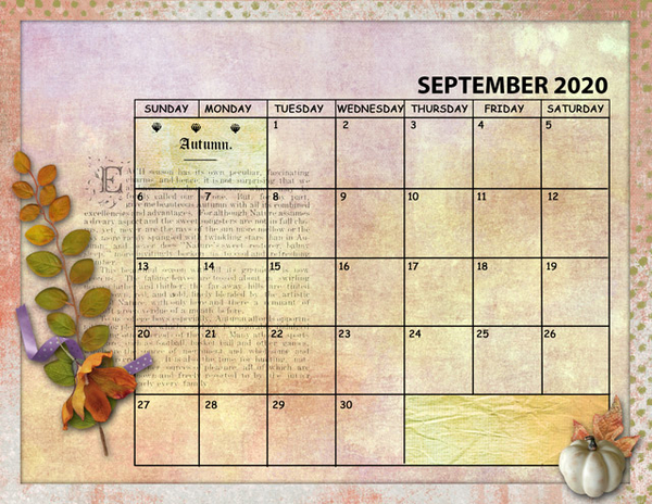 September 2020 Sum Up Calendar