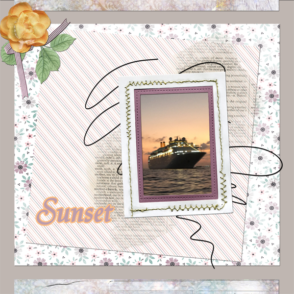 Ship in sunset