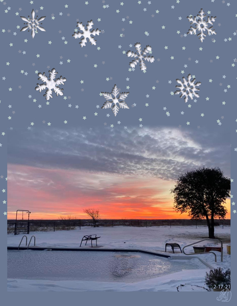 Snowy sunset