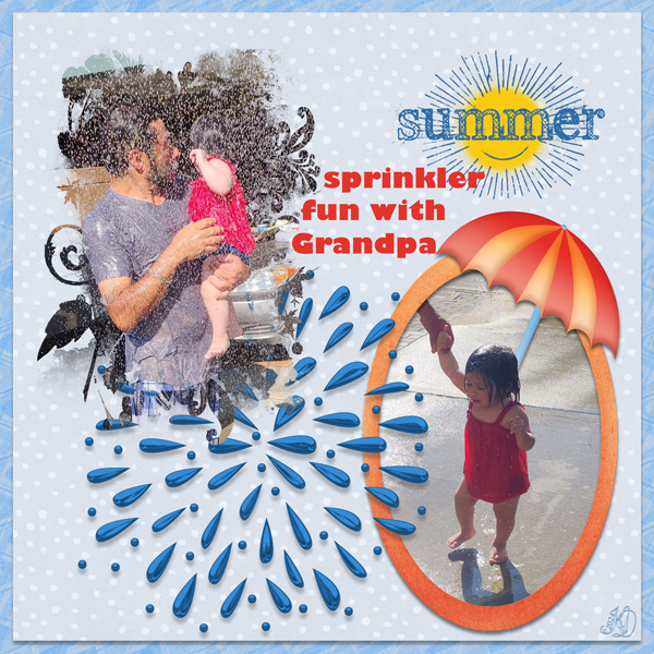 sprinkler fun with Grandpa