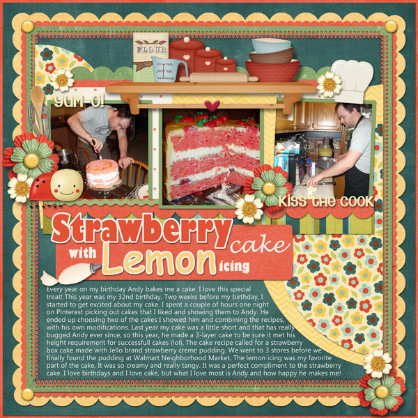 Strawberry cake with lemon icing