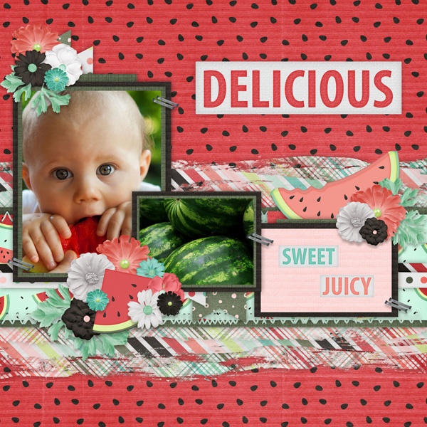 Summer Strokes Temp #2-Miss Fish, Watermelon Time-Scrappin Serenity (Photos