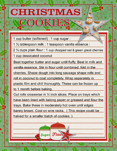 Survivor 5 - Recipe Page - Christmas Cookie