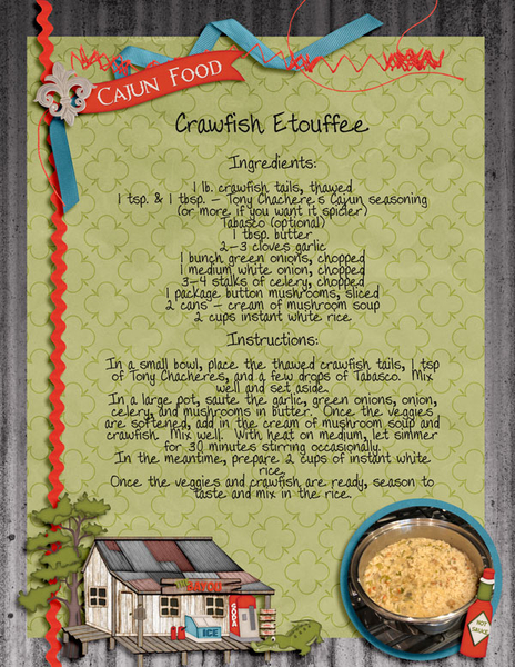 Survivor Week 5 - 8.5x11 Recipe Crawfish Etouffee