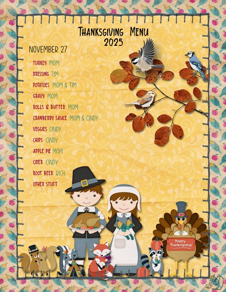 Thanksgiving 2025 menu