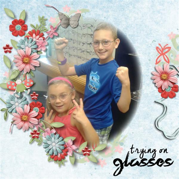 trying on glasses