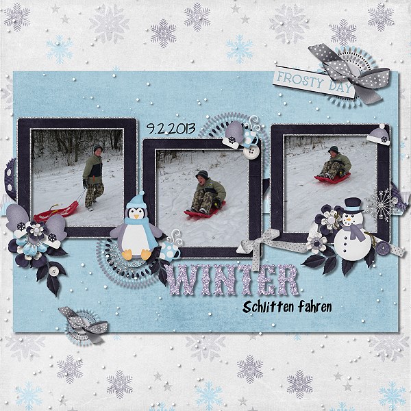 Winter Schlitten fahren