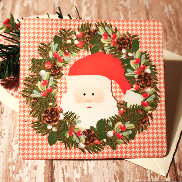 Wreath Santa Card
